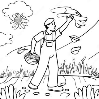 Colorful Sower Spreading Seeds Coloring Page 44323-35544