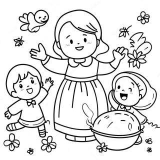 Joyful Children Giving Thanks Coloring Page 44333-35545