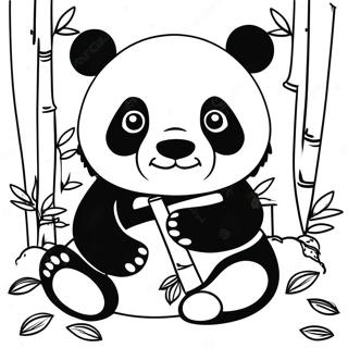 Cute Panda Among Bamboo Coloring Page 44343-35556