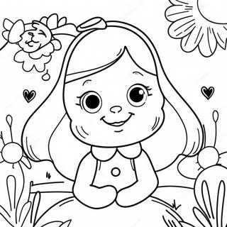 Alice In Wonderland Colorful Flowers Coloring Page 44352-35558