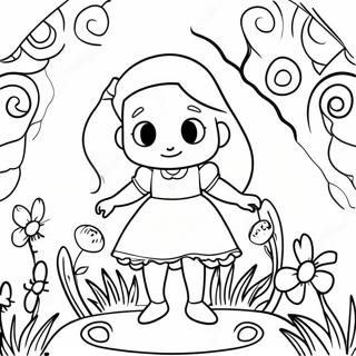 Alice In Wonderland Colorful Flowers Coloring Page 44352-35559