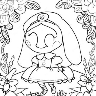 Alice In Wonderland Colorful Flowers Coloring Page 44352-35560