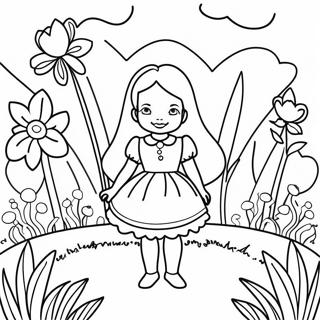 Whimsical Alice In Wonderland Flower Garden Coloring Page 44353-35561