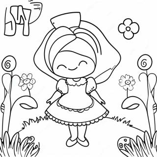 Whimsical Alice In Wonderland Flower Garden Coloring Page 44353-35562