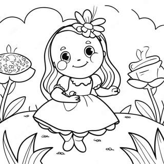 Whimsical Alice In Wonderland Flower Garden Coloring Page 44353-35563