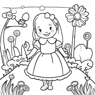 Whimsical Alice In Wonderland Flower Garden Coloring Page 44353-35564