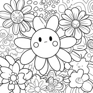 Colorful Flowers By Takashi Murakami Coloring Page 44383-35587