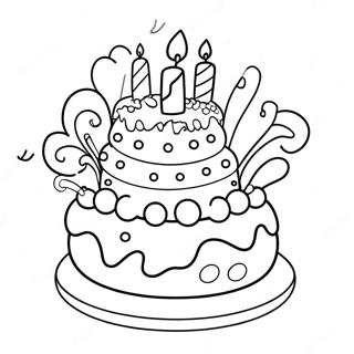 Colorful 4th Birthday Cake Coloring Page 44423-35613