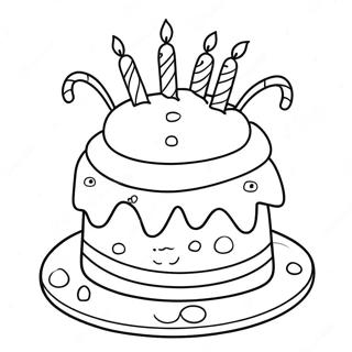 Colorful 4th Birthday Cake Coloring Page 44423-35615