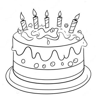 Colorful 4th Birthday Cake Coloring Page 44423-35616