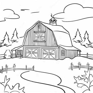 Festive Country Barn With Snow Coloring Page 44443-35630