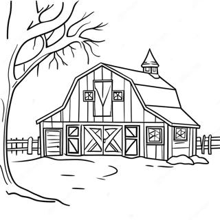 Festive Country Barn With Snow Coloring Page 44443-35631