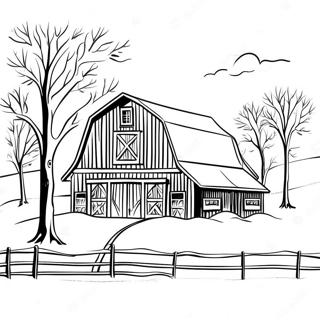 Festive Country Barn With Snow Coloring Page 44443-35632