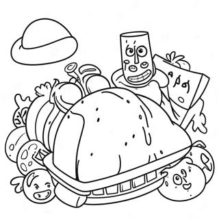 Spongebob Thanksgiving Feast Coloring Page 44452-35634