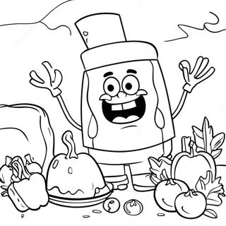 Spongebob Thanksgiving Feast Coloring Page 44452-35635