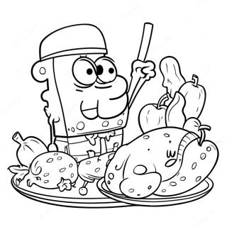 Spongebob Thanksgiving Feast Coloring Page 44452-35636