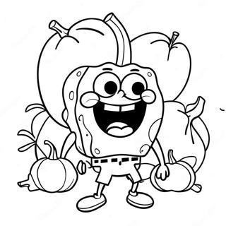 Spongebob With A Pumpkin Coloring Page 44453-35638