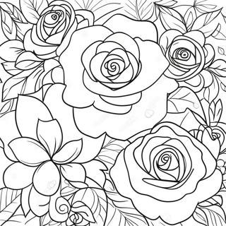 Roses Outline Coloring Page 44512-35687