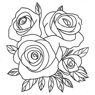 Elegant Roses Bouquet Coloring Page 44513-35689