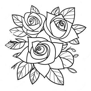 Elegant Roses Bouquet Coloring Page 44513-35690