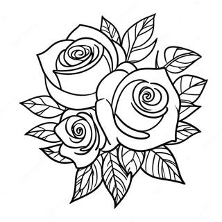 Elegant Roses Bouquet Coloring Page 44513-35691