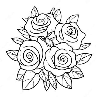 Elegant Roses Bouquet Coloring Page 44513-35692