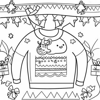 Ugly Christmas Sweater With Reindeer Coloring Page 4451-3726