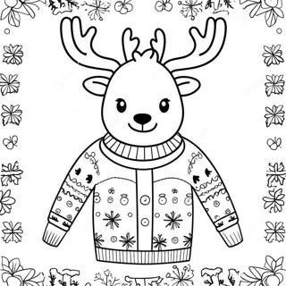 Ugly Christmas Sweater With Reindeer Coloring Page 4451-3727