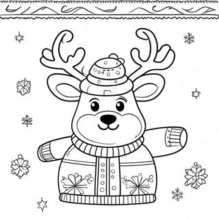 Ugly Christmas Sweater With Reindeer Coloring Page 4451-3728