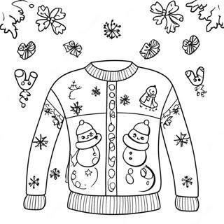 Funny Ugly Christmas Sweater With Snowmen Coloring Page 4452-3730