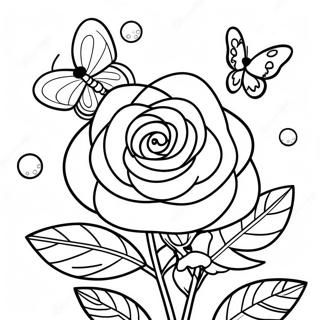 Rose And Butterfly Coloring Pages