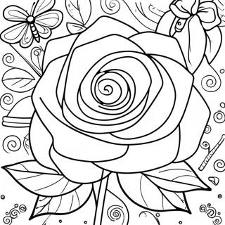 Rose And Butterfly Coloring Page 44542-35727