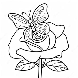 Rose And Butterfly Coloring Pages