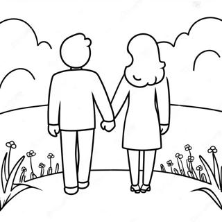 Cute Couple Holding Hands Coloring Page 44553-35717