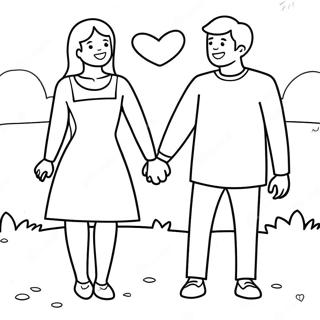 Cute Couple Holding Hands Coloring Page 44553-35719