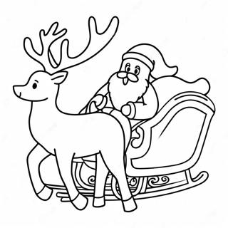 Santa Sleigh And Reindeer Coloring Pages