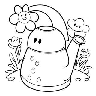 Cute Watering Can With Flowers Coloring Page 44843-35953