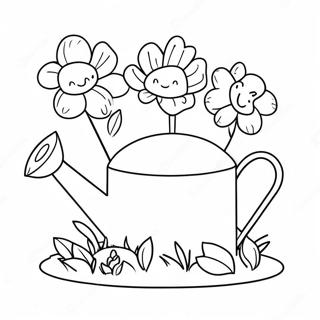 Cute Watering Can With Flowers Coloring Page 44843-35954