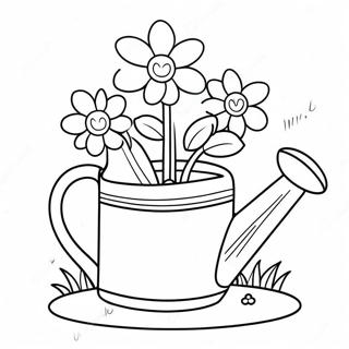 Cute Watering Can With Flowers Coloring Page 44843-35955