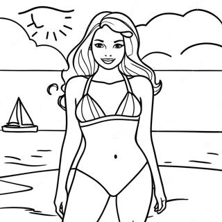 Colorful Swimsuit Beach Scene Coloring Page 44853-35961