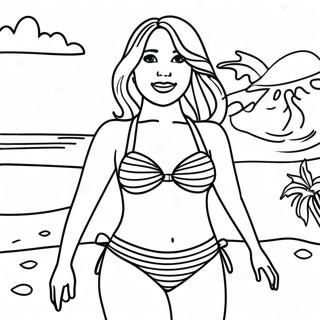 Colorful Swimsuit Beach Scene Coloring Page 44853-35963