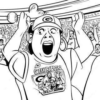 Cheering Green Bay Packers Fans Coloring Page 4492-3762