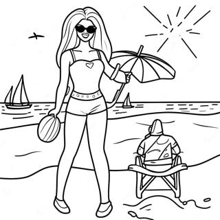 Barbie Beach Scene Coloring Page 44932-36020