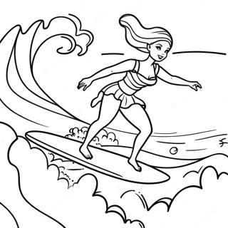 Barbie Surfing On Waves Coloring Page 44933-36029