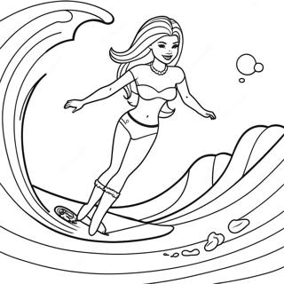 Barbie Surfing On Waves Coloring Page 44933-36030