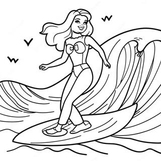 Barbie Surfing On Waves Coloring Page 44933-36031