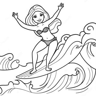 Barbie Surfing On Waves Coloring Page 44933-36032