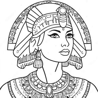 Elegant Cleopatra With Crown Coloring Page 44993-36072