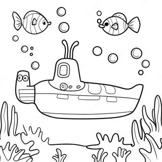 Colorful Yellow Submarine Underwater Scene Coloring Page 45113-36166