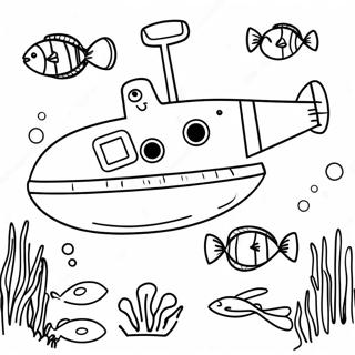 Colorful Yellow Submarine Underwater Scene Coloring Page 45113-36167